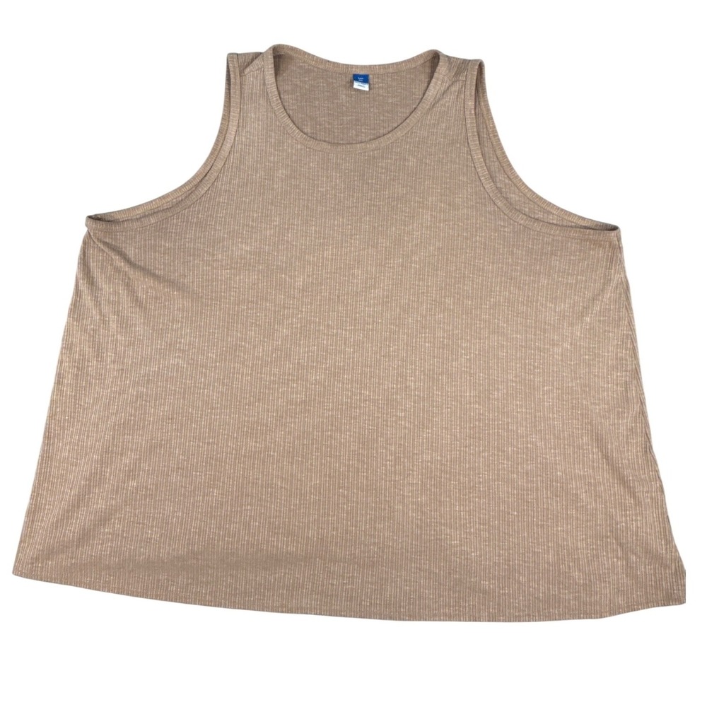 Old Navy Luxe Ribbed Knit High Neck Tank Top XXL Sisal‎ Tan Sleeveless Flowy